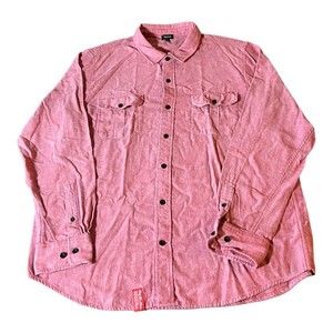 LRG Woven Pink Button Down Long Sleeve Soft Lightweight Shirt Men’s Size XL